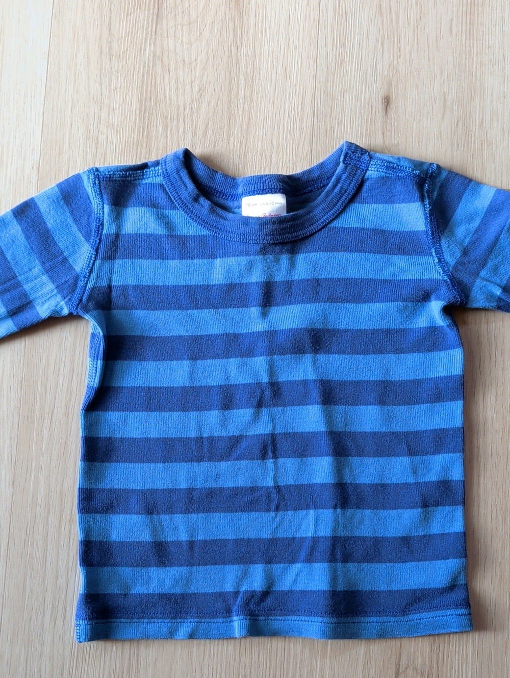 Hanna Andersson Navy and Bright Blue Striped Long-Sleeve Tee